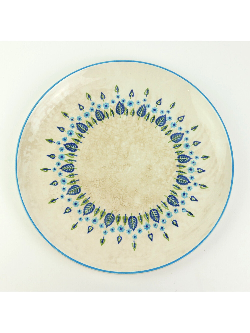 Vintage Marcrest Swiss Alpine Dinner Plate 10" Stetson MCM Blue Flowers Leaves